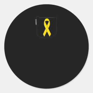 Childhood Cancer Awareness Pocket Yellow Ribbon Classic Round Sticker