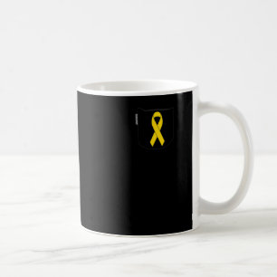 Childhood Cancer Awareness Pocket Yellow Ribbon Coffee Mug