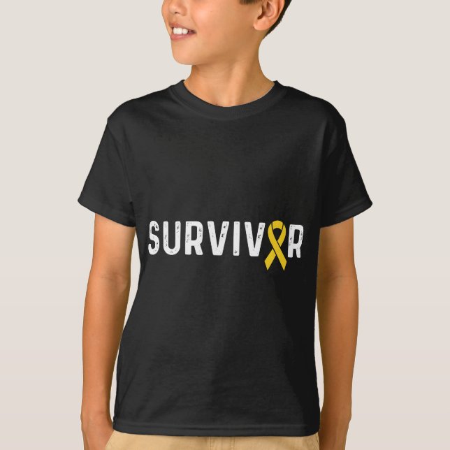 Childhood Cancer Awareness Products Yellow Ribbon  T-Shirt (Front)