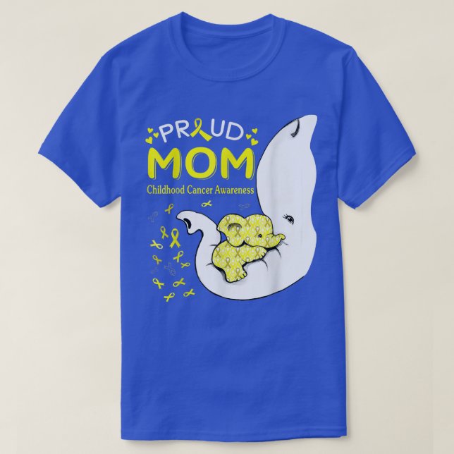 Childhood Cancer Awareness Proud Elephant Mum Ribb T-Shirt (Design Front)