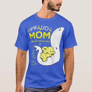 Childhood Cancer Awareness Proud Elephant Mum Ribb T-Shirt