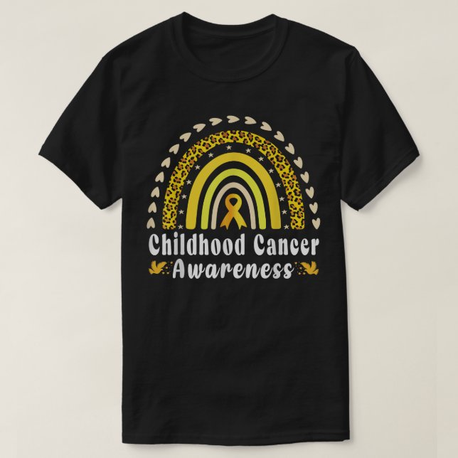 Childhood Cancer Awareness Rainbow Gold Yellow Rib T-Shirt (Design Front)