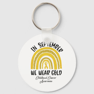 Childhood Cancer Awareness Rainbow In September We Key Ring
