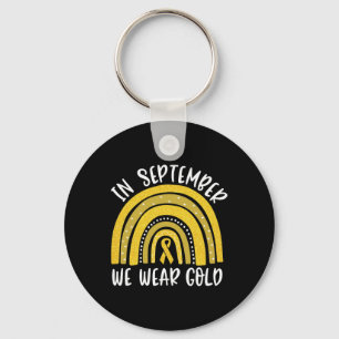 Childhood Cancer Awareness Rainbow In September We Key Ring