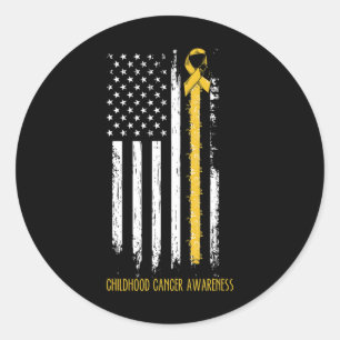 Childhood Cancer Awareness Ribbon In A Flag Classic Round Sticker
