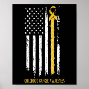 Childhood Cancer Awareness Ribbon In A Flag Poster