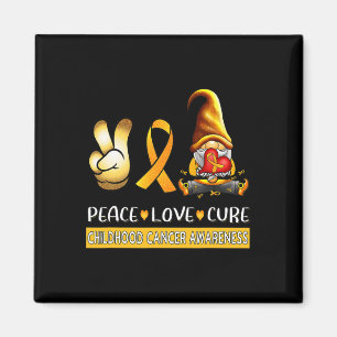 Childhood Cancer Awareness Ribbon Peace Love Cure  Magnet