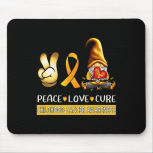 Childhood Cancer Awareness Ribbon Peace Love Cure  Mouse Pad