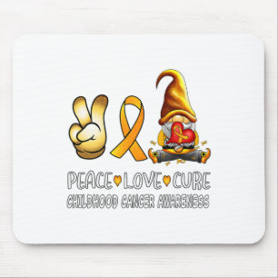 Childhood Cancer Awareness Ribbon Peace Love Cure Mouse Pad