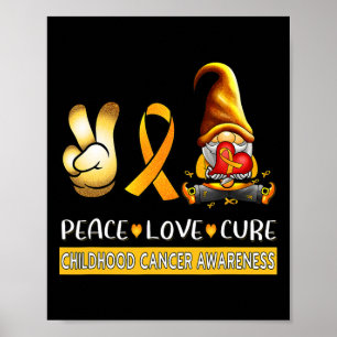 Childhood Cancer Awareness Ribbon Peace Love Cure Poster