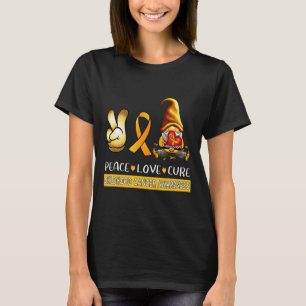 Childhood Cancer Awareness Ribbon Peace Love Cure T-Shirt