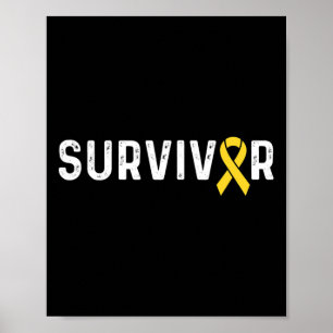 Childhood Cancer Awareness Ribbon Survivor Remissi Poster