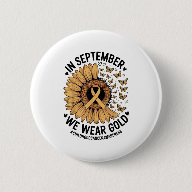 Childhood Cancer Awareness Ribbon With Butterflie  6 Cm Round Badge (Front)