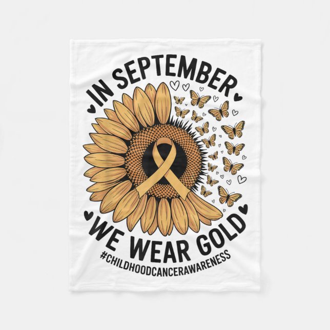 Childhood Cancer Awareness Ribbon With Butterflie  Fleece Blanket (Front)