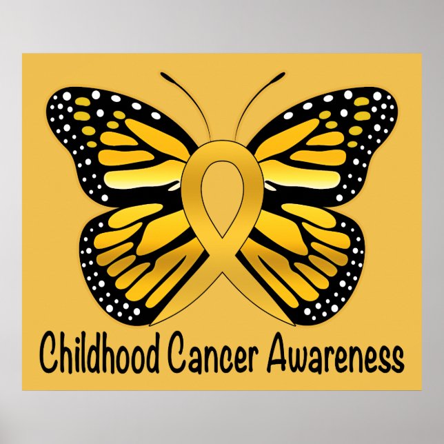 Childhood Cancer Awareness Ribbon with Heart Poster (Front)