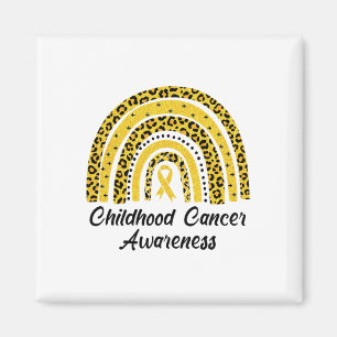Childhood Cancer Awareness Shirt Rainbow Leopard R Magnet