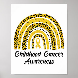Childhood Cancer Awareness Shirt Rainbow Leopard R Poster