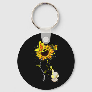 Childhood Cancer Awareness Sunflower Elephant Men  Key Ring