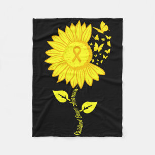 Childhood Cancer Awareness Sunflower September Can Fleece Blanket