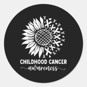 Childhood Cancer Awareness Sunflower Yellow Childh Classic Round Sticker