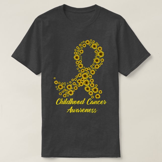 Childhood Cancer Awareness Sunflower Yellow Ribbon T-Shirt (Design Front)