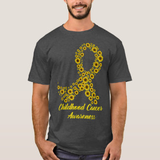 Childhood Cancer Awareness Sunflower Yellow Ribbon T-Shirt