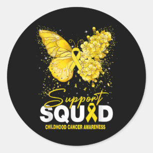 Childhood Cancer Awareness Support Squad Butterfly Classic Round Sticker