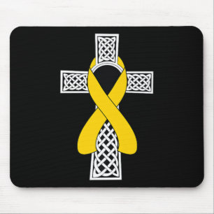 Childhood Cancer Awareness Tee Gold Ribbon Celtic Mouse Pad