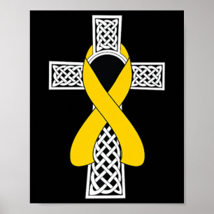 Childhood Cancer Awareness Tee Gold Ribbon Celtic Poster