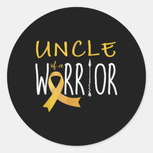 Childhood Cancer Awareness Uncle Of A Warrior Classic Round Sticker