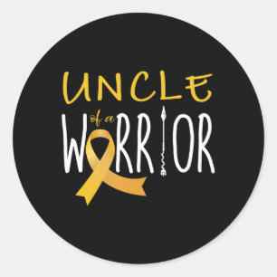 Childhood Cancer Awareness Uncle Of A Warrior Classic Round Sticker
