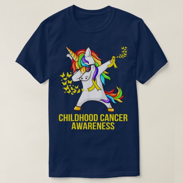 Childhood Cancer Awareness Unicorn Dabbing Boys Gi T-Shirt (Design Front)