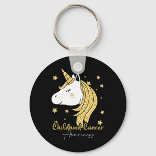 Childhood Cancer Awareness Unicorn Ribbon Twinkle  Key Ring