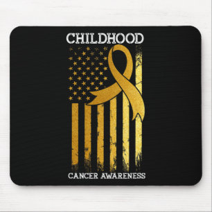 Childhood Cancer Awareness USA Flag Gold Ribbon Wa Mouse Pad