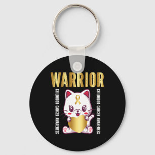 childhood cancer awareness warrior cute cat  key ring