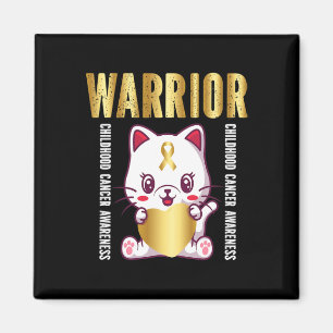 Childhood Cancer Awareness Warrior Cute Cat Magnet