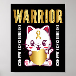 childhood cancer awareness warrior cute cat  poster