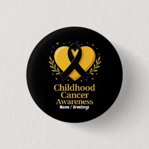 Childhood Cancer Awareness Warrior Gold Heart  3 Cm Round Badge