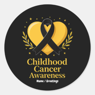 Childhood Cancer Awareness Warrior Gold Heart Classic Round Sticker
