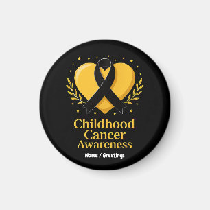 Childhood Cancer Awareness Warrior Gold Heart Magnet