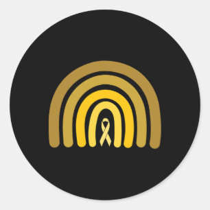 Childhood Cancer Awareness Yellow Rainbow Cancer S Classic Round Sticker