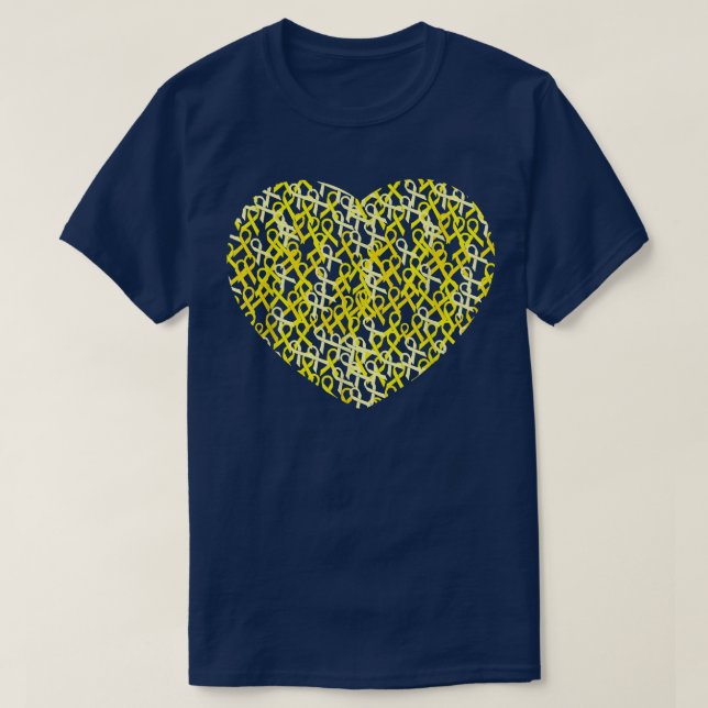 Childhood Cancer Awareness Yellow Ribbon Heart Gif T-Shirt (Design Front)