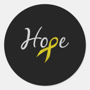 Childhood Cancer Awareness Yellow Ribbon Hope Classic Round Sticker