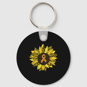 Childhood Cancer Awareness Yellow Sunflower Gold R Key Ring