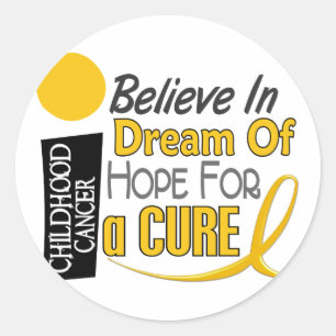 Childhood Cancer BELIEVE DREAM HOPE Classic Round Sticker