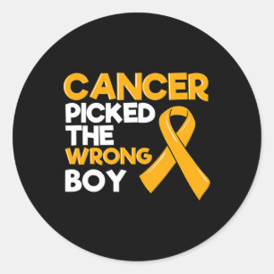 Childhood Cancer Boy Ribbon Tumour Paediatrician C Classic Round Sticker