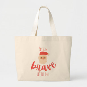 childhood cancer brave Custom Christmas Santa Large Tote Bag