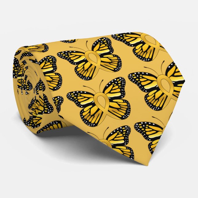Childhood Cancer Butterfly Awareness Ribbon Tie (Rolled)