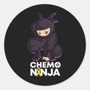 Childhood Cancer Chemo Ninja Ribbon Classic Round Sticker