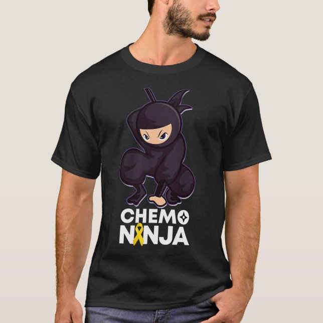 Childhood Cancer Chemo Ninja Ribbon  T-Shirt (Front)